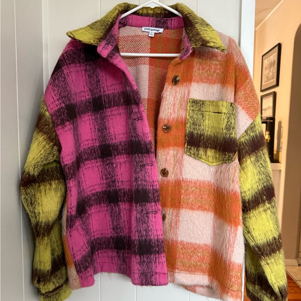 Pretty Garbage multi colored plaid print jacket.